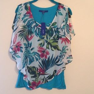 🔷3/$20 APT.9 Turquoise Muti Hawaiian Print